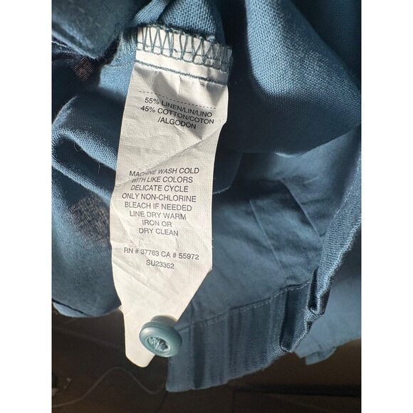 Cubavera Men's Size Large Blue Cotton Linen Blend Casual Button Up Shirt - Picture 4 of 4